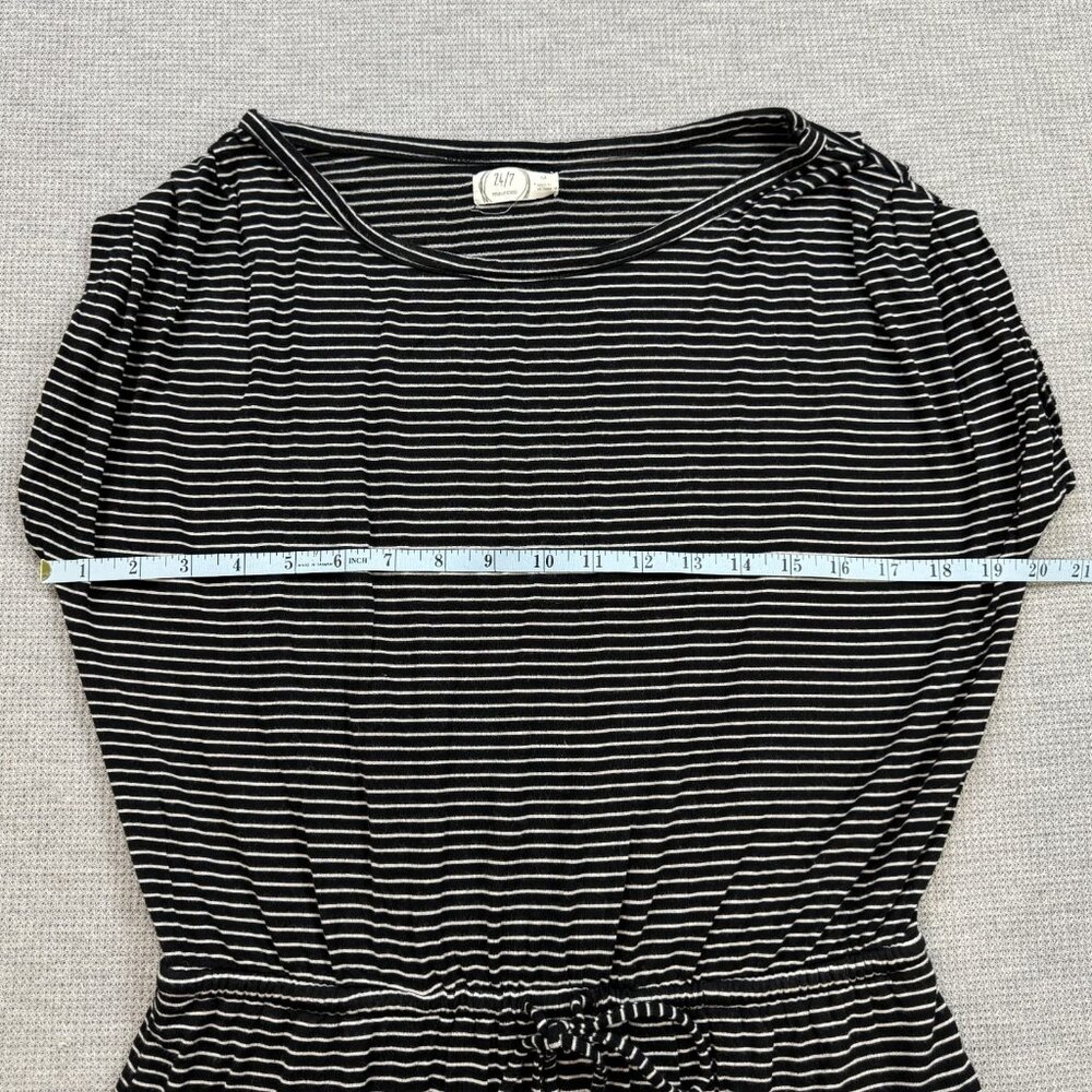 24/7 Maurices Women Size M Black White Striped Sleeveless Dress Drawstring Waist - Picture 9 of 15